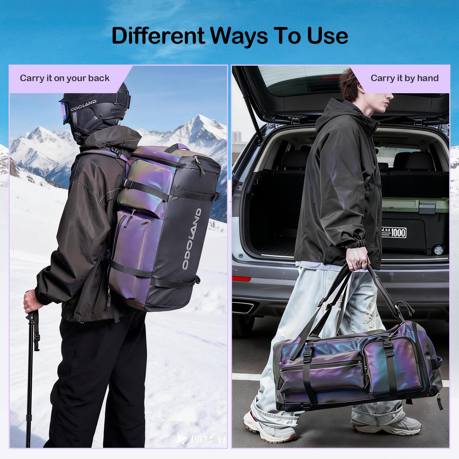Amazon.co.jp: Odoland 65Lスキーブーツバッグ、20Lシューズケース付き